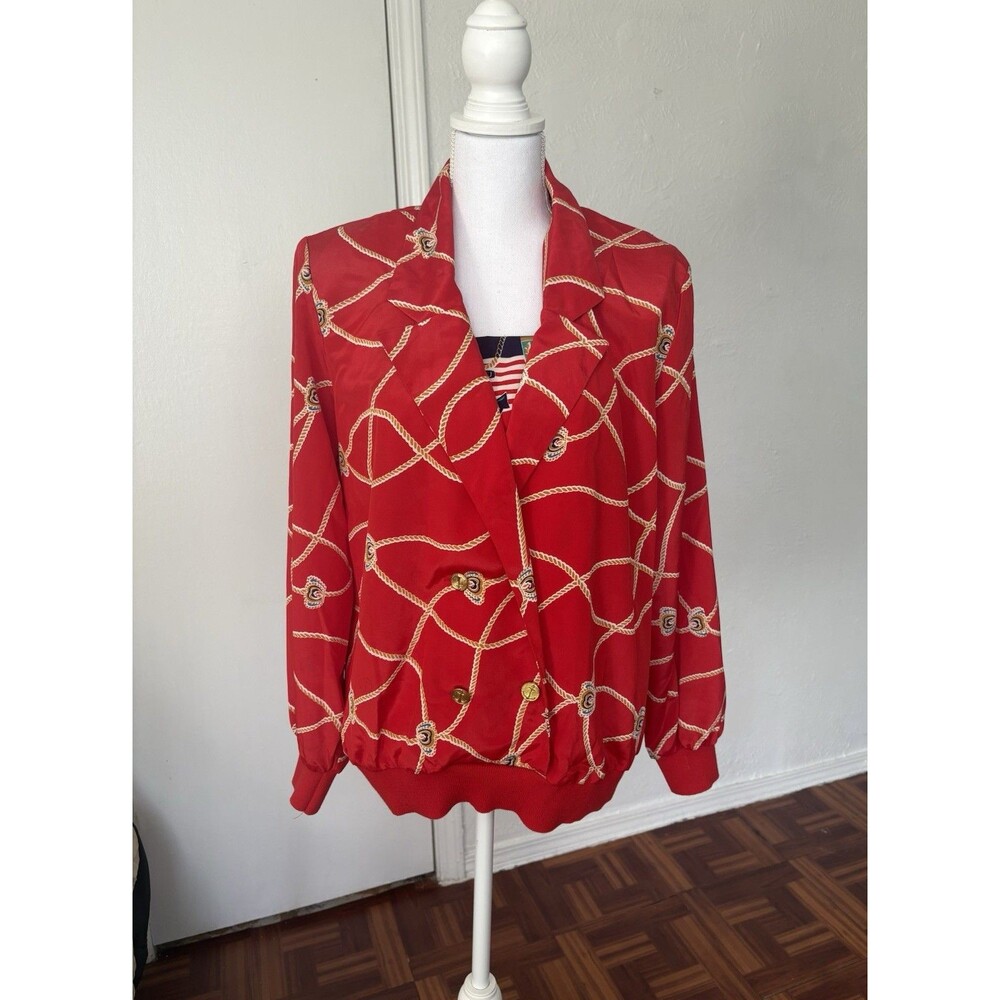 Stiles Vintage Red And Gold Anchor Print Blazer Size Large